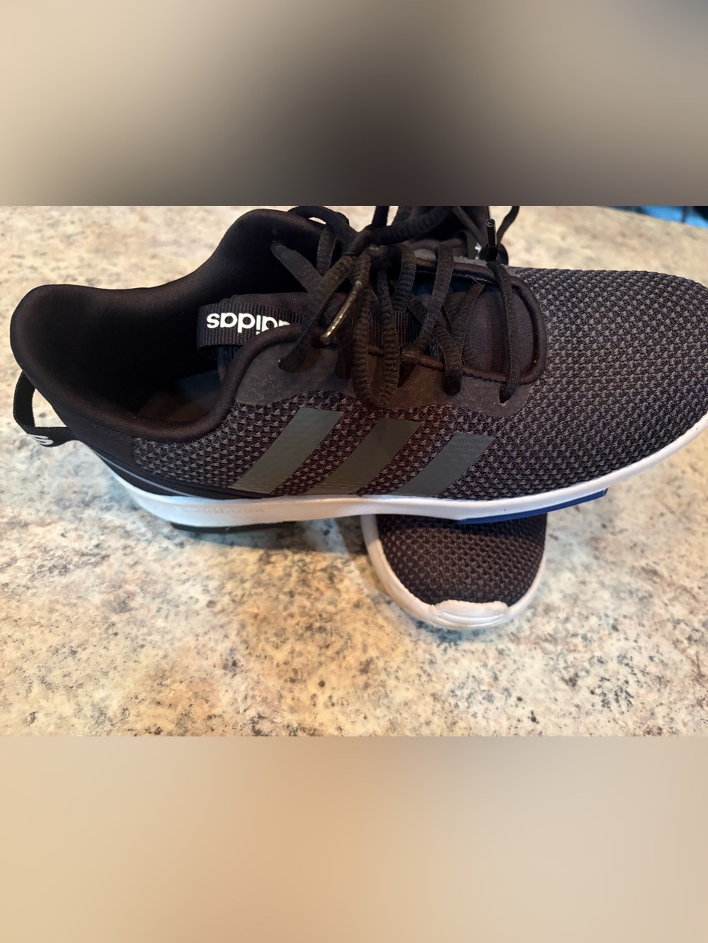 ADIDAS Men’s Black and White Knit Running Sneakers